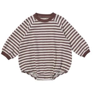 ♥️… Rylee + Cru Crew Neck Romper - Plum Stripe